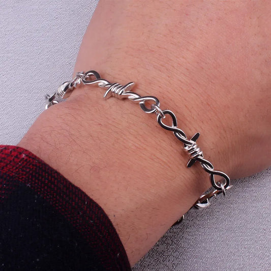 Small Wire Brambles Iron Unisex Bracelet Women Men Hip-hop Gothic Punk Style Barbed Wire Little Thorns Bangle Jewelry Gifts