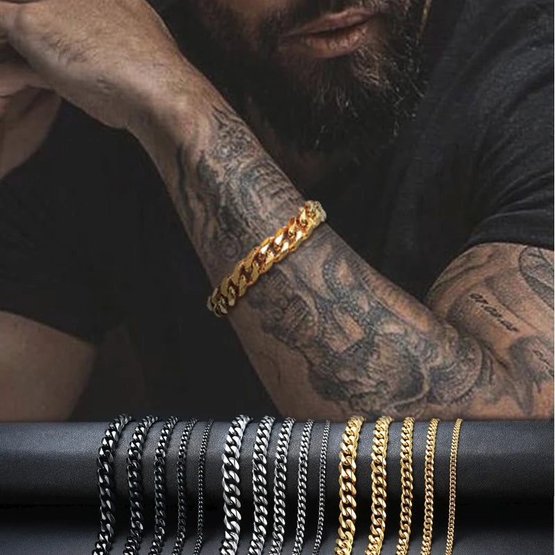 Ommani Chain Bracelets for Men Bracelets, Cuban Link Chain Bracelet, Stainless Steel Brazalets For Men