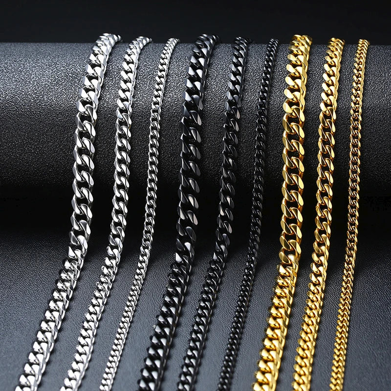 Ommani Men Chain Necklaces Stainless Steel,Gold,Silver,Black