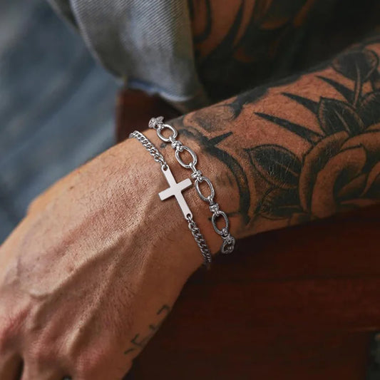 Ommani Cross Bracelets For Men and Women Stainless Steel Bracelets Chain With Cross Pendants Bracelets