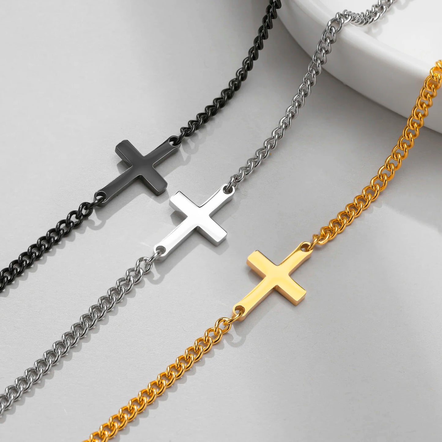 Ommani Cross Bracelets For Men and Women Stainless Steel Bracelets Chain With Cross Pendants Bracelets